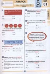 Arapça Test Kitabı 5. Sınıf